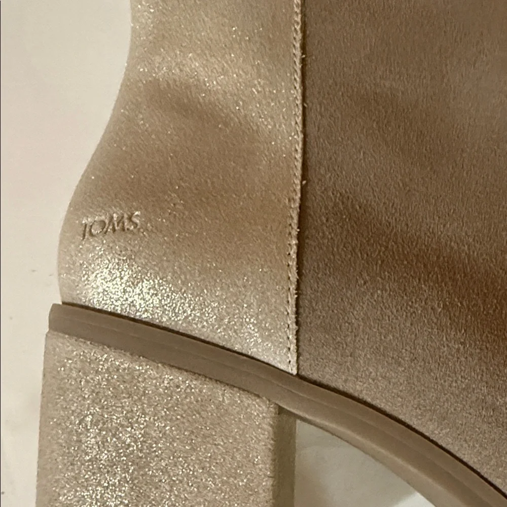 Toms Evelyn Metallic Suede Heeled Booties